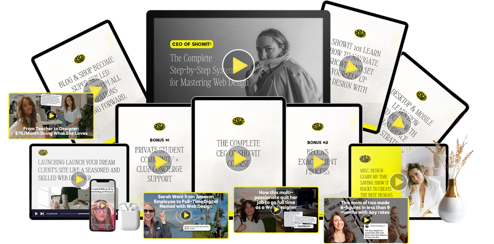 Everything inside CEO of Showit: 5 modules, 30+ lessons, the client process templates and the private student community